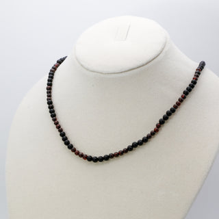 Garnet [The Passionate Protector] & Onyx 4mm Healing Duo Necklace