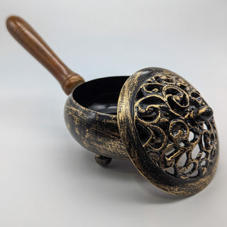 Prana Harmony Patina Metal Smudge Burner Pot with Lid