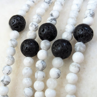 Howlite [The Stress Dissolver] with Lava Rock [The Inner Fire] Intentional Bracelet