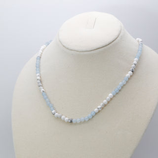 Aquamarine [The Fearless Ocean Traveler] & Howlite [The Stress Dissolver] Healing Duo Necklace