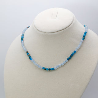 Blue Apatite [The Disciplined & Satisfied] & Aquamarine [The Fearless Ocean Traveler] Healing Duo Necklace