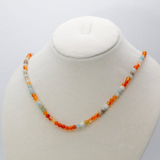 Carnelian [The Creative Courage] & Amazonite [The Courageous Peacemaker] 4mm Healing Duo Necklace