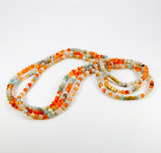 Carnelian [The Creative Courage] & Amazonite [The Courageous Peacemaker] 4mm Healing Duo Necklace