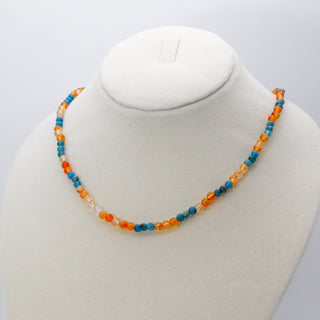 Carnelian [The Creative Courage] & Blue Apatite [The Disciplined & Satisfied] Healing Duo Necklace