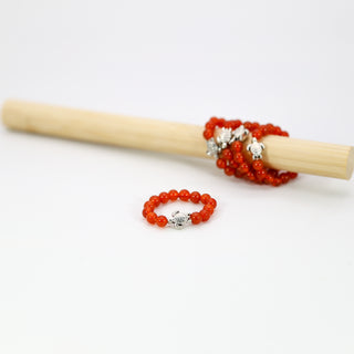 Red Carnelian [The Creative Courage] with Tortoise Charm Prana Healing Ring