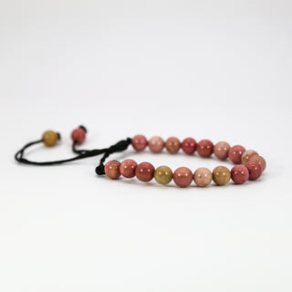 Rhodochrosite Single Layered String Macrame Bracelet